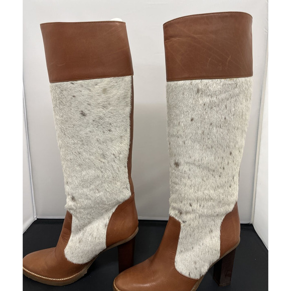 Michael Kors Collection Leather & Sheared Calf Heeled Boots Size 8 FS BnftsChrty - Picture 8 of 14